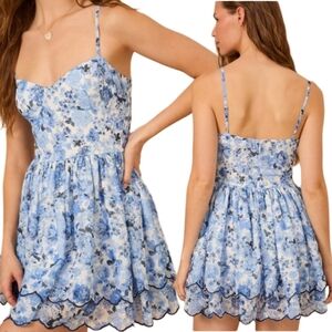 New Altar'd State Tatiana Floral Mini Dress Large Sleeveless Tiered Embroidered